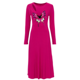 Vlinder Druppelvlinder XXL Strijk Embleem Patch Roze op een roze lange jurk