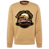 American Classic Tradition Biker XXL Strijk Embleem op een mosterdgeel kleurige sweater