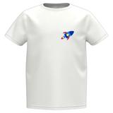 Raket Rocket Strijk Embleem Patch opeen wit t-shirtje