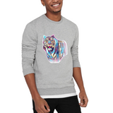 Tijger Art Full Color Strijk Applicatie op een grijze sweater