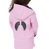Vleugel Engel Vleugels Strijk Applicatie Patch Set Zwart op de rugzijde van en roze jas