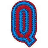 Alfabet Letter Q Strijk Embleem Patch Rood Blauw