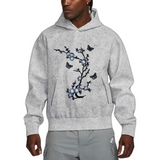 Bloesem Bloemen Vlinder Strijk Embleem Patch Set Grijs op een grijze hoodie