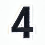 Zwart Cijfer 4 Strijk Embleem / patch met wit randje