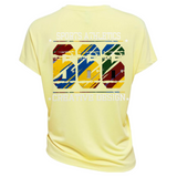 Sports Athletics 666 Full Color Strijk Applicatie op een geel t-shirt