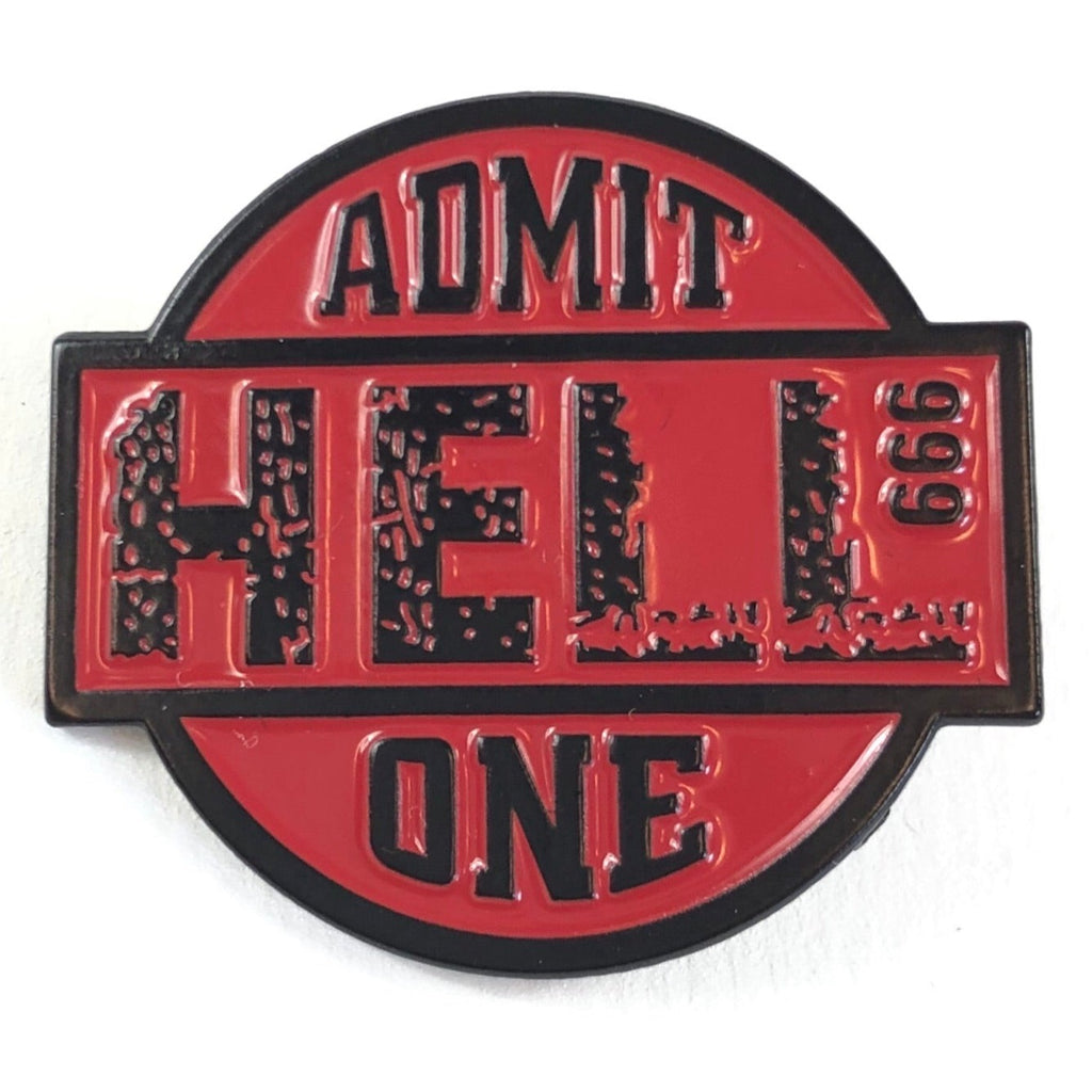Rode Admit Hell 999 One Tekst Emaille Pin