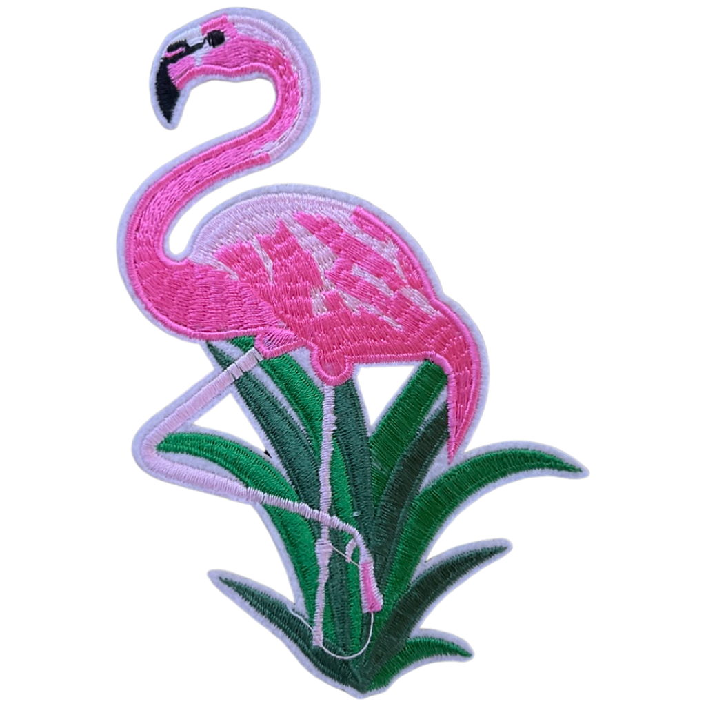 Flamingo Strijk Embleem Patch Fel Roze