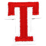 Alfabet Letter T Embleem Strijk Patch Rood Wit