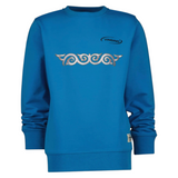 Cosplay Sequins Venetiaans Kant Strijk Applicatie Patch Wit op een blauwe sweater kindermaat