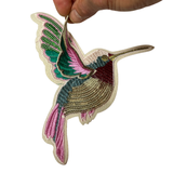 Detail foto van de Kolibrie Vogel XL Paillette Strijk Applicatie Patch Links