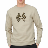 Venetiaans Kant Cosplay Sequins Strijk Applicatie Patch Set Zwart Goud op een beige sweater