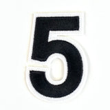 Zwart Cijfer 5 Strijk Embleem / patch met wit randje