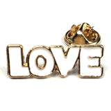 Love Tekst Emaille Pin Wit Goud