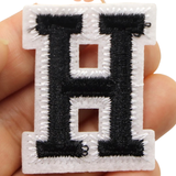 Alfabet Strijk Embleem Letter H Patch Zwart Wit