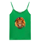 Leeuw Leeuwen Kop Met Manen Strijk Applicatie Large op een groen hemdje