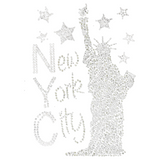 New York City Tekst Lady Liberty Strass Strijk Applicatie o peen witte ondergrond