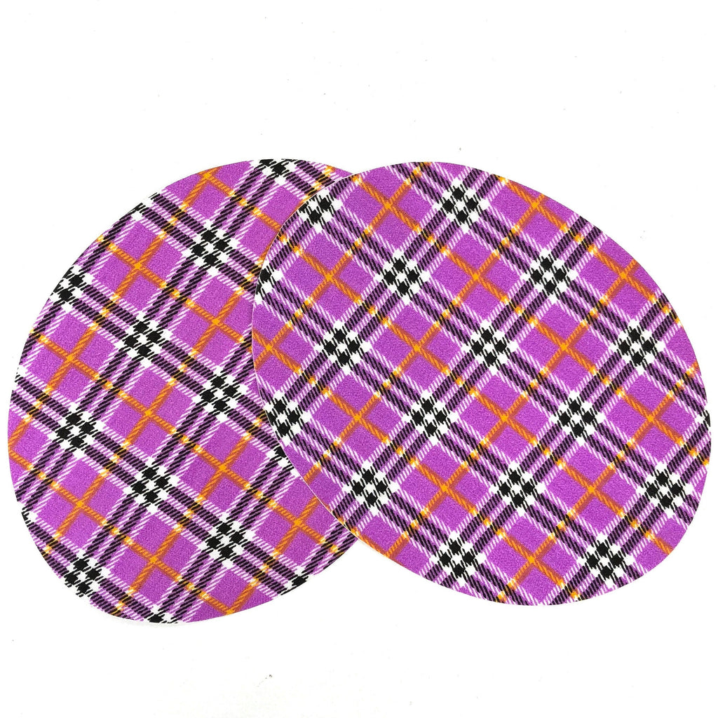 Set van twee Elleboog Knie Strijk Stukken Lappen Patches Roze Wit Zwart Geruit