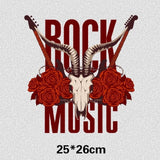 Rock Music Skull Gitaar Rozen Strijk Applicatie