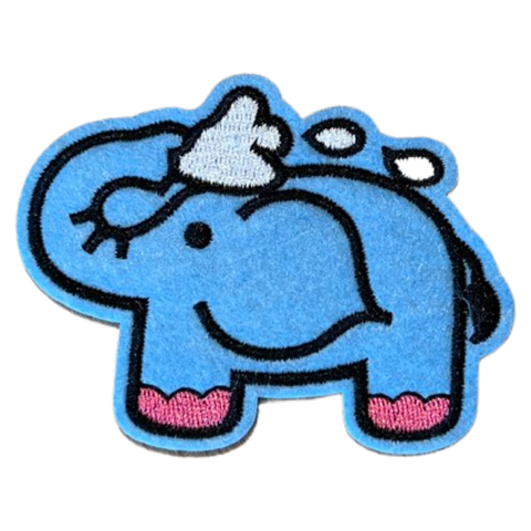 Olifant Elephant Strijk Embleem Patch Blauw