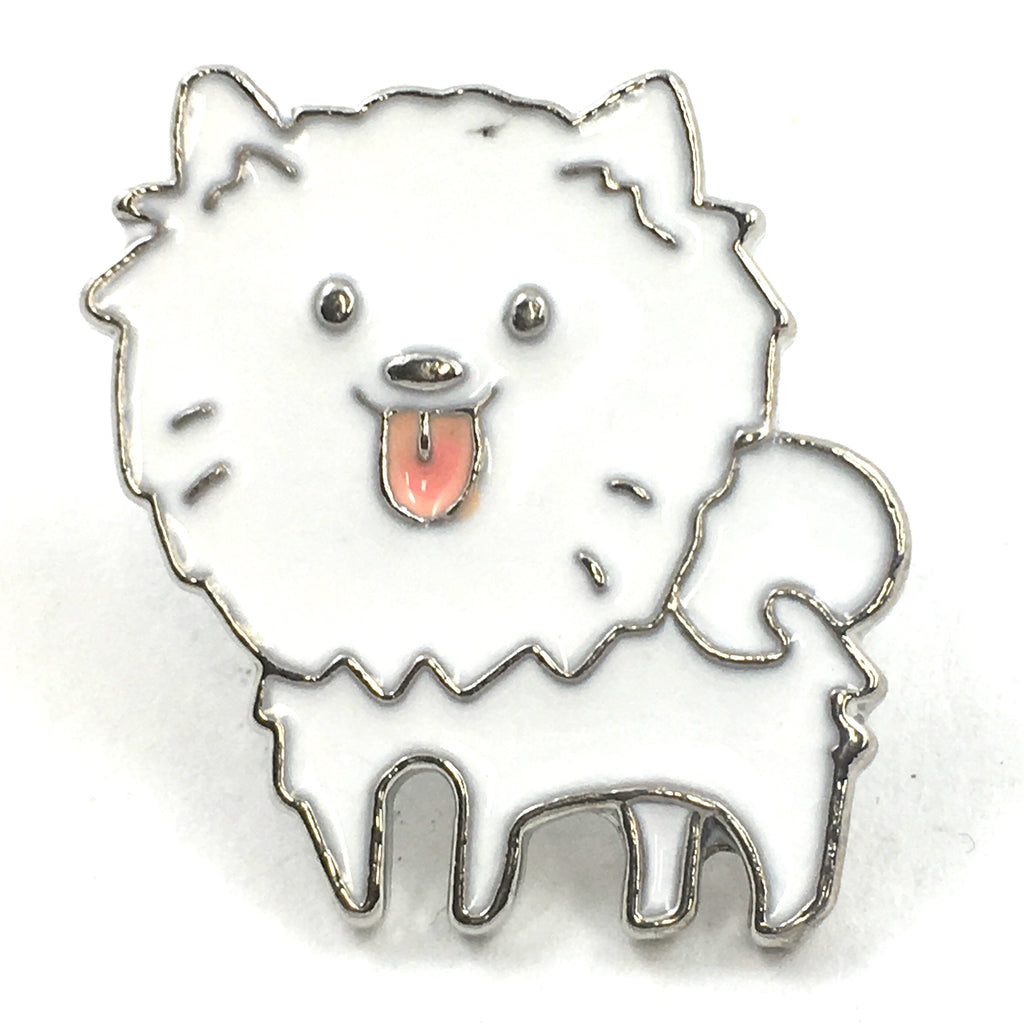 Witte Kees Hond Emaille Pin
