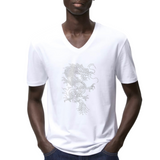 Draak Draken Strass Strijk Applicatie op een wit t-shirt