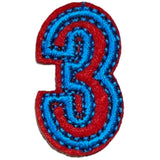 Cijfers Nummer 3 Strijk Embleem Patches Blauw Rood