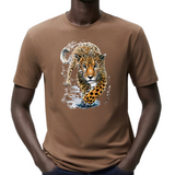 Panter Luipaard Jaguar Strijk XXL Applicatie op een bruin t-shirt