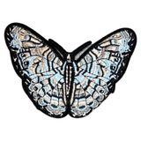 Vlinder Vlinders Strijk Embleem Patch Beige Blauw