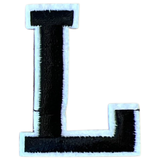 Alfabet Strijk Letter Embleem Patches Zwart Wit Dun Randje