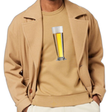 Bier Bierglas Strijk Applicatie Large op een beige sweater