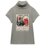 London Engeland UK Strijk Applicatie met tekst op een grijze pully 