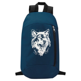 Wolf Glow In The Dark Strijk Applicatie op een blauwe rug sporttas