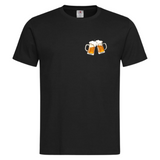 Bier Bierpull Schuimkraag Full Color Strijk Applicatie Small op een zwart t-shirtje
