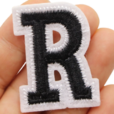 Alfabet Strijk Embleem Letter R Patch Zwart Wit