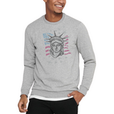New York Lady Liberty Sterren Strass Strijk Applicatie op een grijze sweater