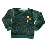 Pin Broche Steek Pin Knopen Set Kerst Christmas Winter B op een groene sweater kindermaat