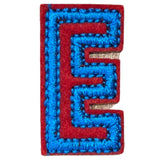 Alfabet Letter E Strijk Embleem Patch Rood Blauw