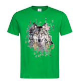 Wolf Wolven XXL Strijk Applicatie op een groen t-shirt