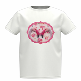 Flamingo's Bloemen Full Color Strijk Applicatie Licht Roze op een klein wit t-shirtje