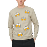 zes maal de Bier Bierglas Bierpull Schuimkraag Full Color Strijk Applicatie Small op een beige / lichtgroene sweater