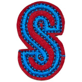 Alfabet Letter S Strijk Embleem Patch Rood Blauw