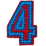 Cijfers Nummer 4 Strijk Embleem Patches Blauw Rood