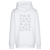 Blad Herfstbladeren Strass Strijk Applicatie op de rugzijde van een witte hoodie