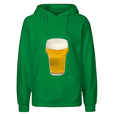 Bier Bierglas Biertje Full Color Strijk Applicatie Large op een groene hoodie