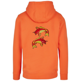 Vis Koi Karper Strijk Embleem Patch Set op een oranje hoodie
