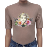Boeda Peace And Harmony Strijk Applicatie op een bruin t-shirt