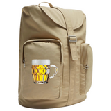 Bier Bierpull Bierglas Full Color Strijk Applicatie Smal op een beige rugzak / tas