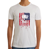 USA Vlag Skull Strijk Applicatie op een wit t-shirt