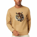 Tijger Strijk Applicatie Pranja XL op een mosterdgele sweater