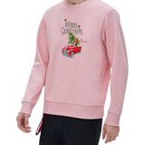 Kerst Merry Christmas Auto Kerstboom Teckel Strijk Applicatie op een roze sweater